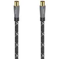 Antennen-Kabel 120 dB (5m) Koax-Stecker>Koax-Kupplung grau/schwarz