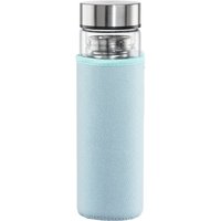 Trinkflasche aus Glas (450ml) mit Sieb blau