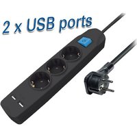 Steckdosenleiste 3-fach mit Schalter & 2 x USB