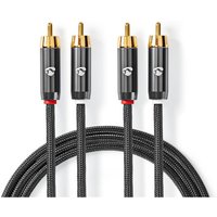 CATB24200GY10 Stereo-Audiokabel 2x Cinch-Stecker>2x Cinch-Stecker (1m) stahlgrau