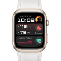 Watch D2 Smartwatch weißes Lederarmband gold