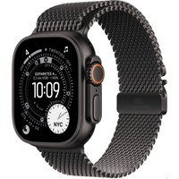 Apple Watch Ultra 3 (49mm) GPS+5G Smartwatch Titan mit Milanaise Armband (M) schwarz/schwarz