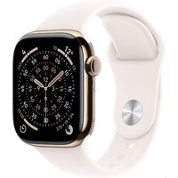 Apple Watch Series 11 (42mm) GPS+5G Smartwatch Titan mit Sportarmband M/L gold/blassrosa