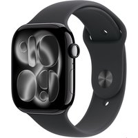Apple Watch Series 11 (46mm) GPS Smartwatch Alu mit Sportarmband S/M diamantschwarz/schwarz
