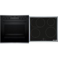 MKH65IP4 Herdset mit Induktionskochfeld bestehend aus HEH278BB4 + NIF64RCB5E schwarz + edelstahl