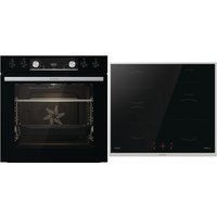 Black Set 5 Induktion Herdset mit Induktionskochfeld bestehend aus schwarz + edelstahl
