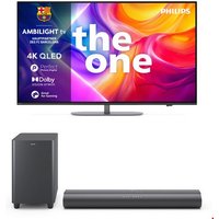 65PUS9060/12 The One 164 cm (65") QLED Ambilight TV grau inkl. TAB6100/10 Soundbar mit Subwoofer