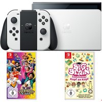 Switch Konsole (OLED-Modell) inkl. Big Brain Academy - Kopf an Kopf + Everybody 1-2 Switch weiß