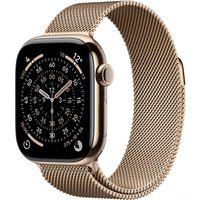 Apple Watch Series 11 (42mm) GPS+5G Smartwatch Titan mit Milanaise Armband gold/gold