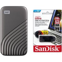 My Passport SSD USB 3.2 (1TB) Externe SSD grau inkl. Ultra USB 3.0 (64GB)